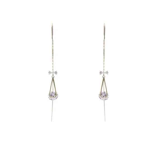 Tassel Earrings Long Water Drop Zircon
