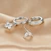 Flower Studded Diamond Stacked Earring Set