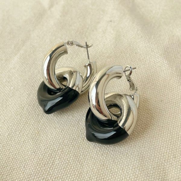 Women's Statement Contrast Enamel Drop Earrings