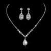 Brilliant Full Diamond Zircon Water Drop Necklace Eardrop Jewelry Set