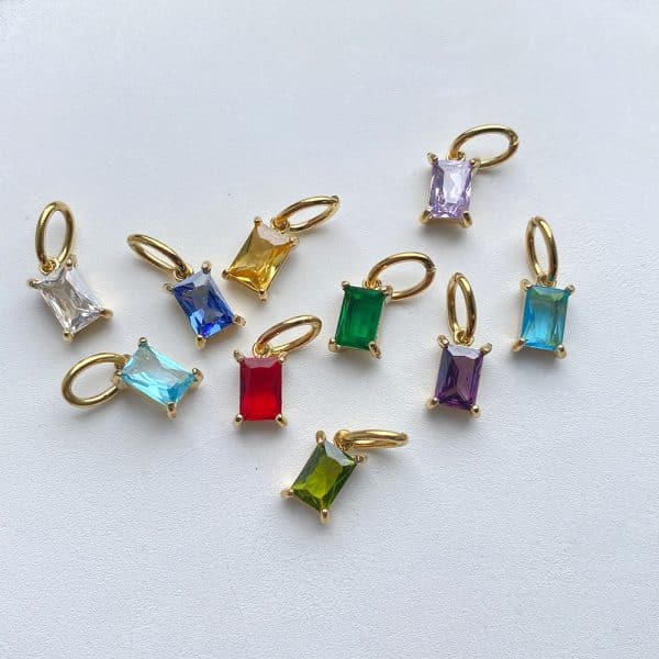 Twelve Birthstone Pendant Rectangular Zircon Accessories Pendant