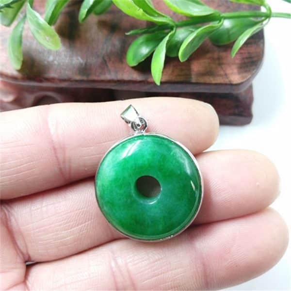 Emerald Round Jade Pendant Pendant Gold Inlaid With Jade Safety Buckle
