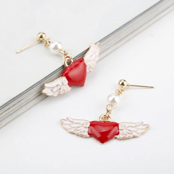 Angel Wings Personality Fashion Love Oil Drop Earrings