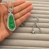 Artificial Chalcedony Lucky Pendant Pendant Emerald Green Safety-blessing Card Necklace Temperament
