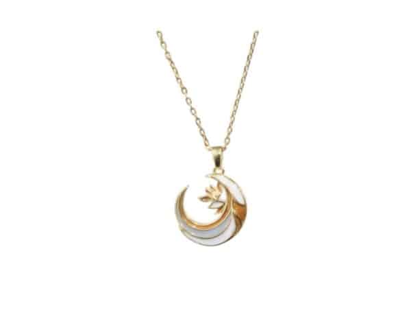 Handmade Enamel Crescent Necklace Original Clavicle