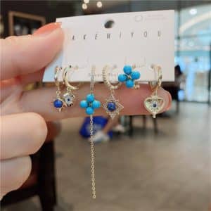 Girly Earrings Micro-Set Turquoise Petite Stars