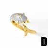 Two-tone Copper Plating 18K Gold Heart-shaped Open Ring