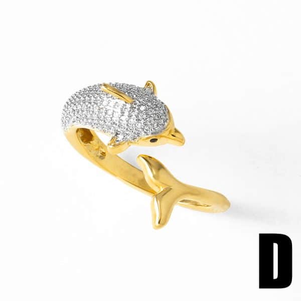 Two-tone Copper Plating 18K Gold Heart-shaped Open Ring