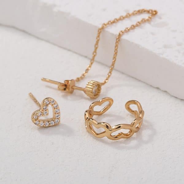 Irregular Chain Set Of Ins-style Love Ear Bone Clip Diamond Love Earrings Love Female Earrings
