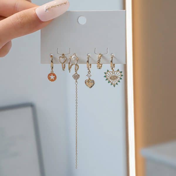Women's Fashion Versatile Love Fringe Earrings Set