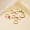 Copper Plated Gold 18K Fashion Mini Earrings Six-piece Set