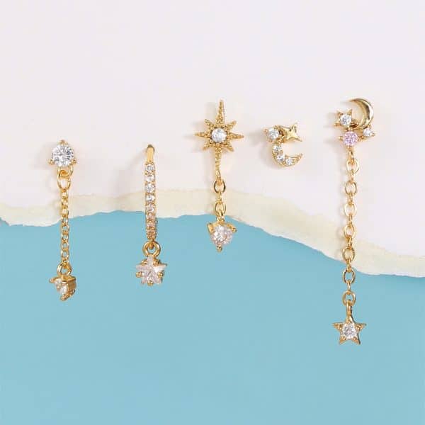 Women's Fashion Star Moon Element Earrings Set