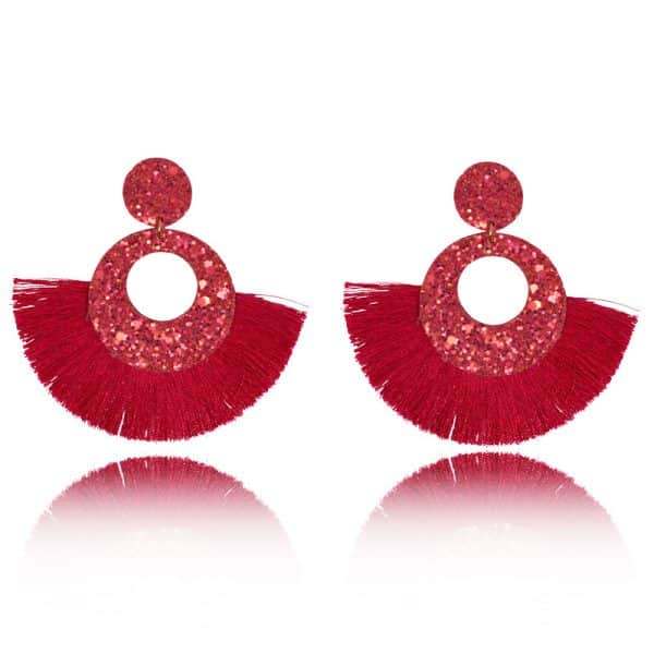 Bosnian Style Cotton Tassel Drop Earrings
