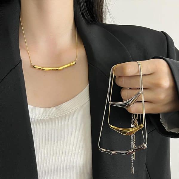 Women's High-grade Irregular Pleated Titanium Steel Necklace