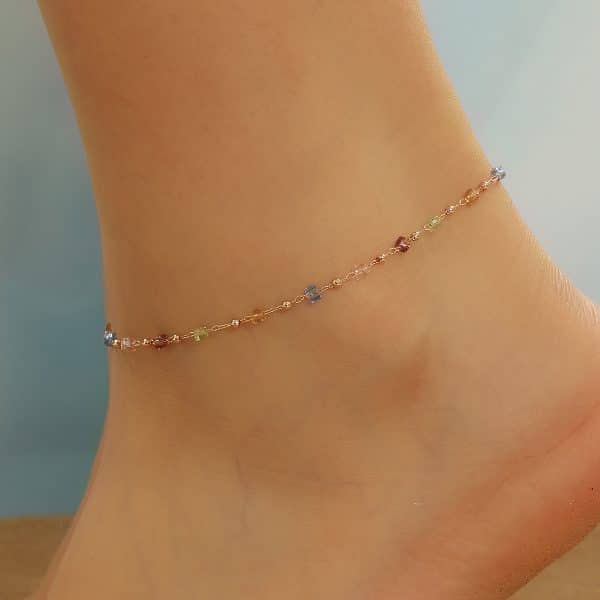 Colorful Crystal Anklet Multicolor Bohemian Geometric Female Beach