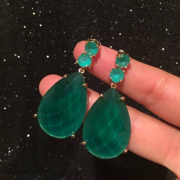 Green Water Drop Earrings Are Extravagant And Exaggerated