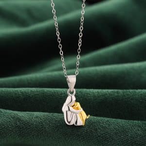 Fashionable All-match Simple Little Girl And Dog Hug Necklace