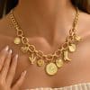 Geometric Heart-shaped Curved Moon Design Pendant Diamond Inlaid Clavicle Chain Versatile