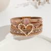 Leather Cord Bracelet Bohemian Multi-layer Rough Stone Love Jewelry For Girls