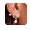 Brass Imitation Pearl Simple And Stylish Earrings Three-piece Set