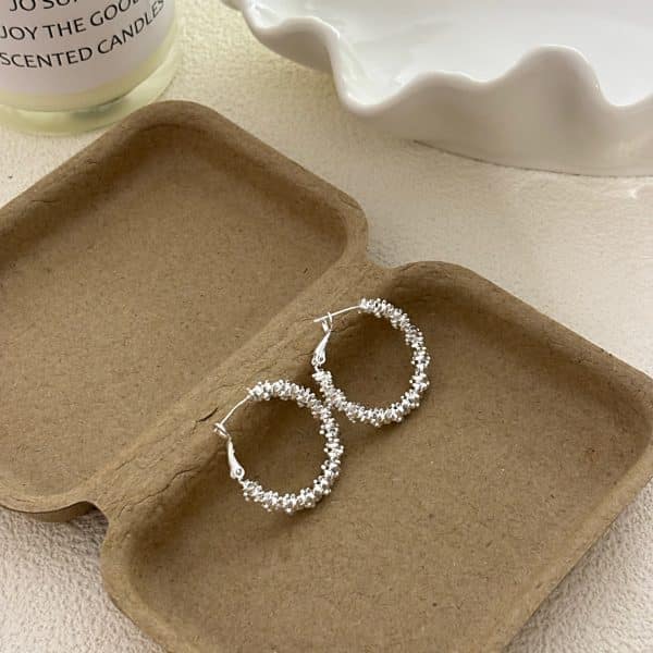 Ear Ring Circle Broken Silver Needle Retro Stud Earrings