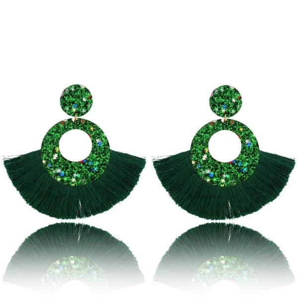 Bosnian Style Cotton Tassel Drop Earrings