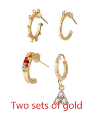 Zircon Triangle Stud Earring Set 4 Piece Set