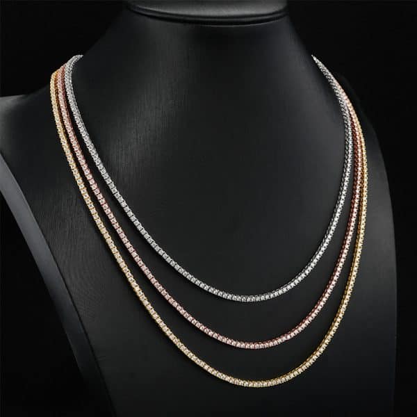 2 Mm925 Silver Inlay Women's Hip Hop Single Row Men's And Women's Tennis Chain