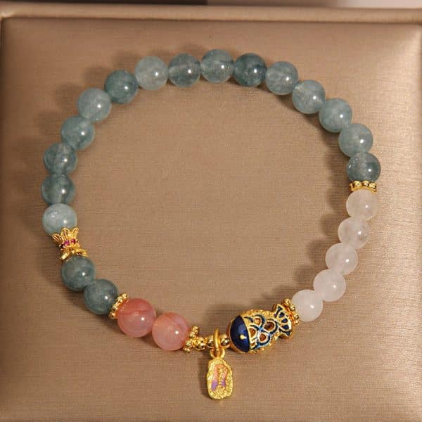 Blue Water Emerald Crystal Goldfish Bracelet For Women