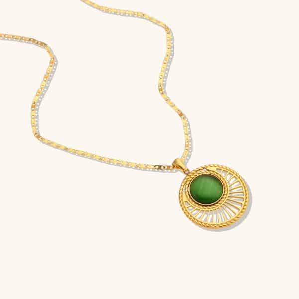 Hollow Sector Pendant Stainless Steel Gold Plated Necklace