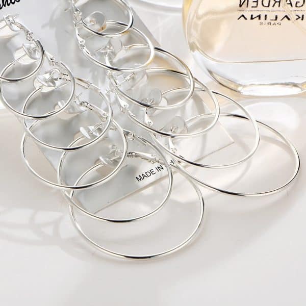Gold Large Circle Combination Set Earrings Exaggerated Metal