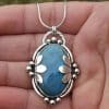 Retro Oval Embedded Blue Gem Pendant Personalized Clavicle Chain