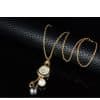 Alloy Necklace Set 18K Gold Pearl Earring Set