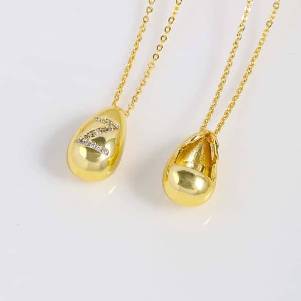 Glossy Water Drop 26 English Letter Pendant Copper-plated Gold Simple Pendant Female