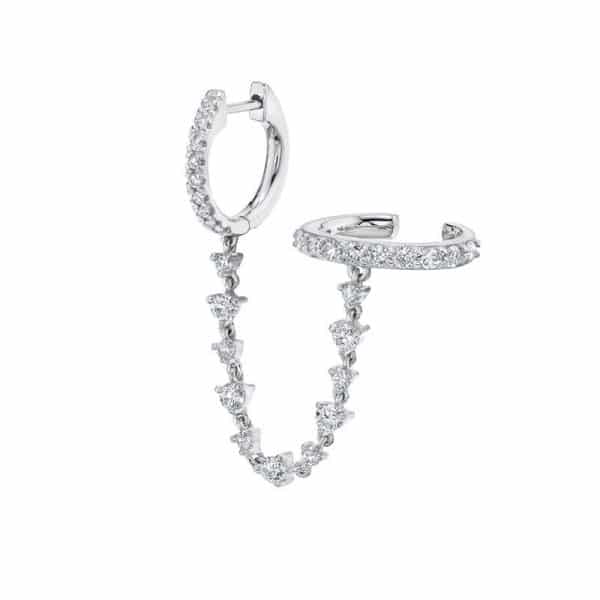 Silver Needle One Piece Diamond Earrings Double Circle Fashion Trend