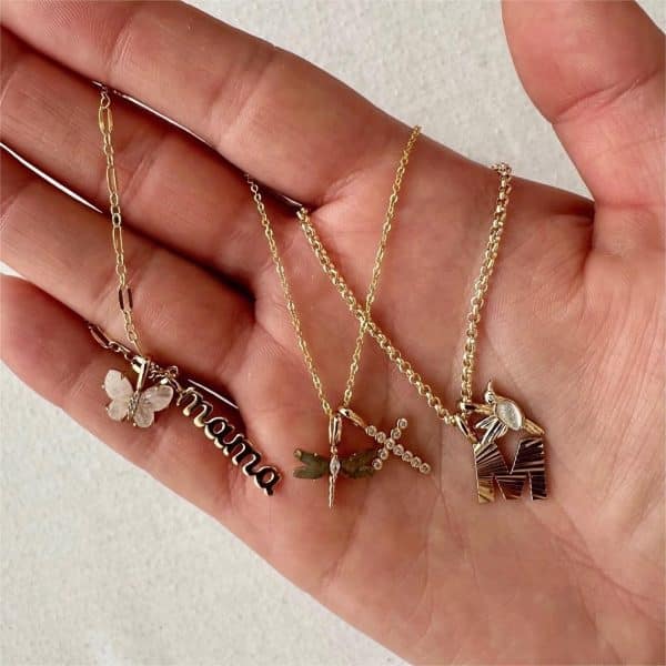 Butterfly Pendant Letter Pendant Necklace Snake