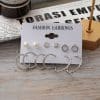 Retro Simple Temperament Ladies Plain Silver Simple Earring Set
