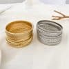 Ethnic Style Alloy Retro Wide Gold Glossy Wristband Bracelet 10 PCs Set