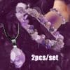 Natural Stone Amethyst Crystal Bud Irregular Rough Stone Necklace