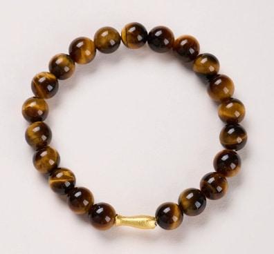 Tigereye Small Fish Pendant Handmade Beaded Bracelet