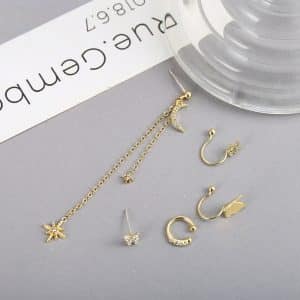 Butterfly Star Moon Rhinestone Earring Set 5 Piece Set