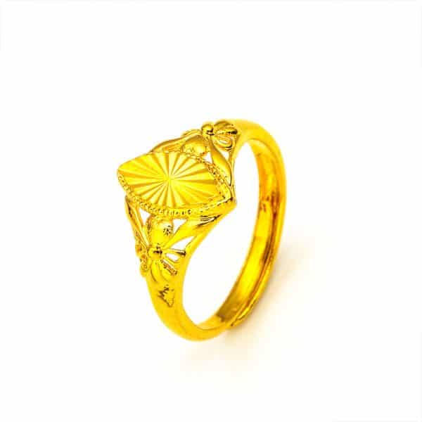 Alluvial Gold Girls Open Diamond Flower Ring