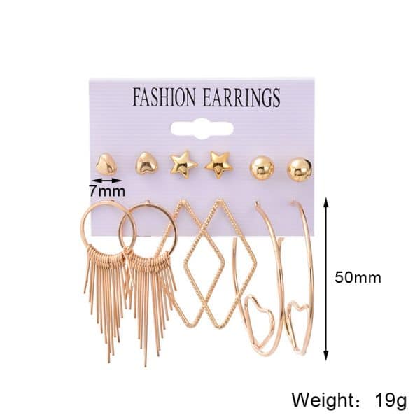 Exaggerated Set Earrings, Simple Love Geometry