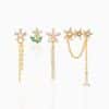 Flower Chain Stud Earrings Set Of Five