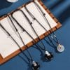 999 Silver Brave Troops White Agate Peace Buckle Necklace