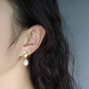 S925 Sterling Silver Stud Earrings INS Simple Fashion Baroque Women